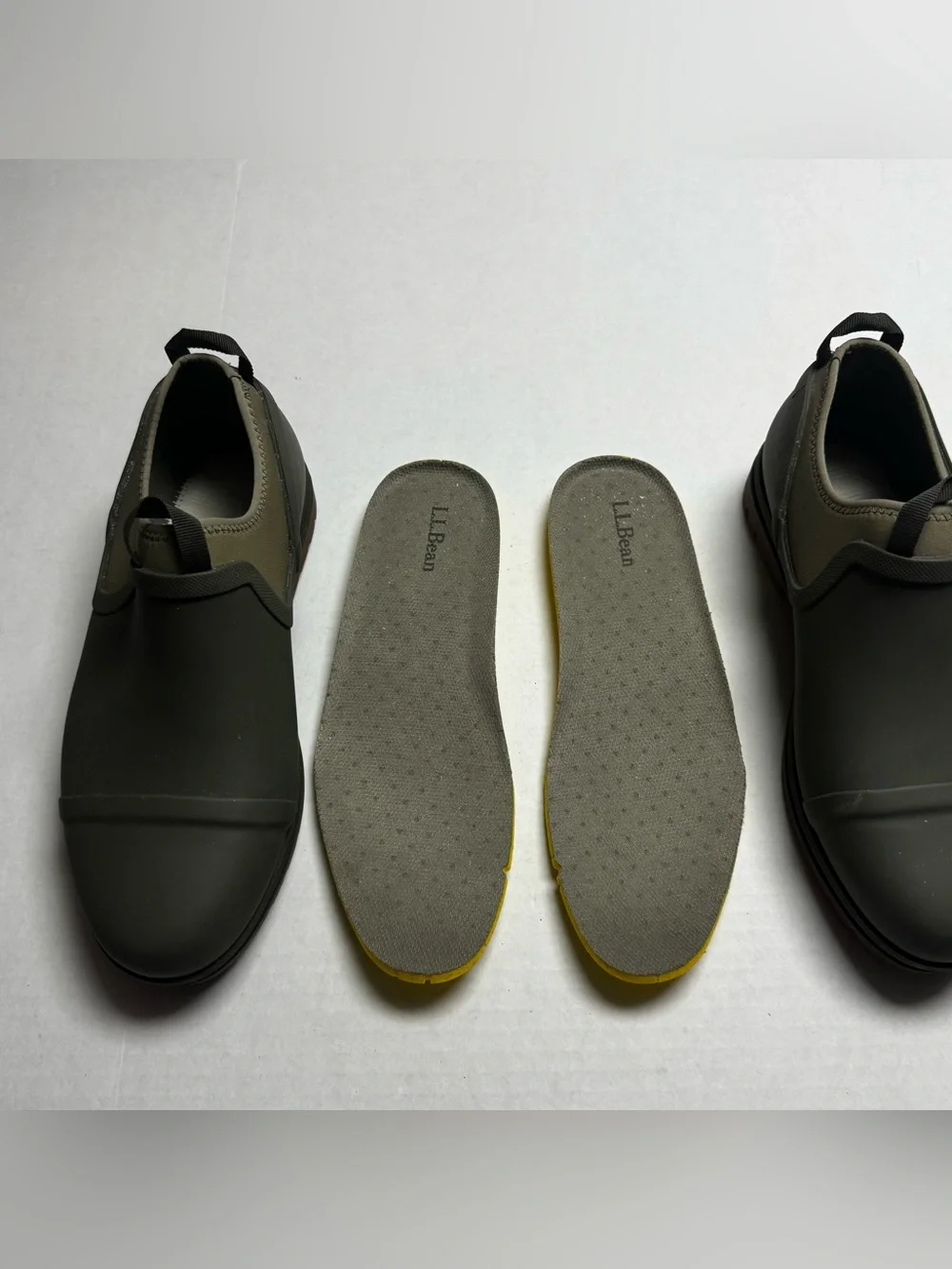 LL BEAN Rugged Wellie In Kelp Green/ Peat Moss Wellies Slip On Rain Shoes 10M